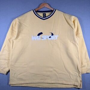 Vintage 1997 Warner Bros Studio Store WB Sport Yellow V-Neck Sweatshirt XXL